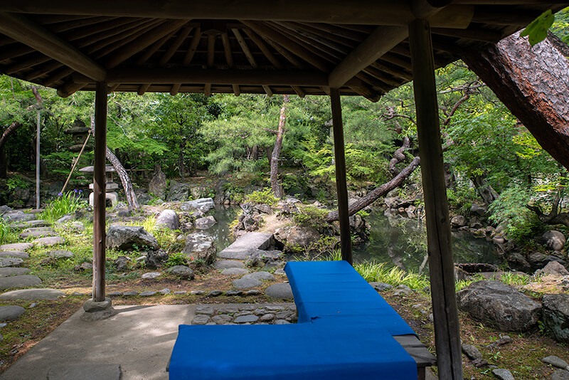 東屋から池泉を望む