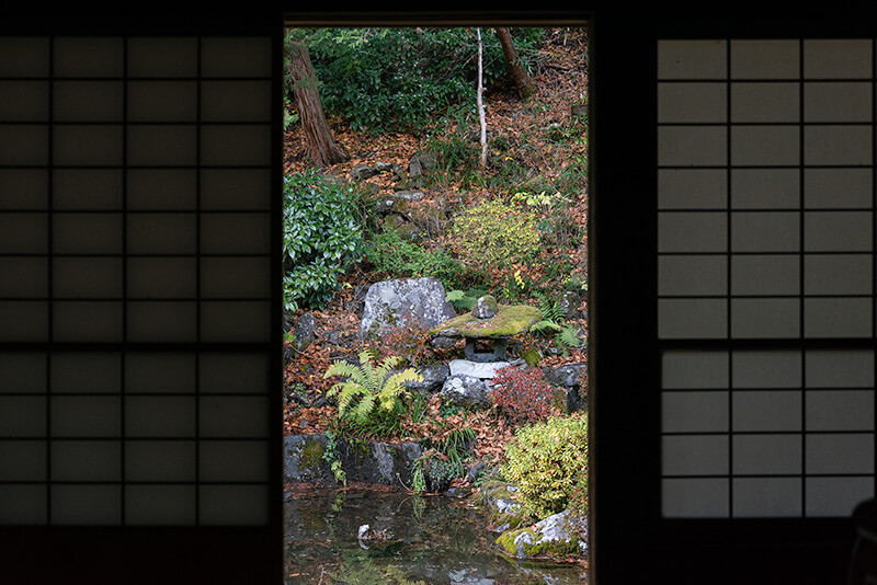 大宝寺　本堂から額縁庭園