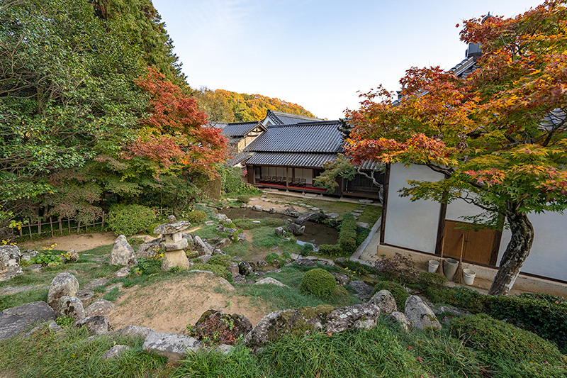 築山から庭園を見下ろす
