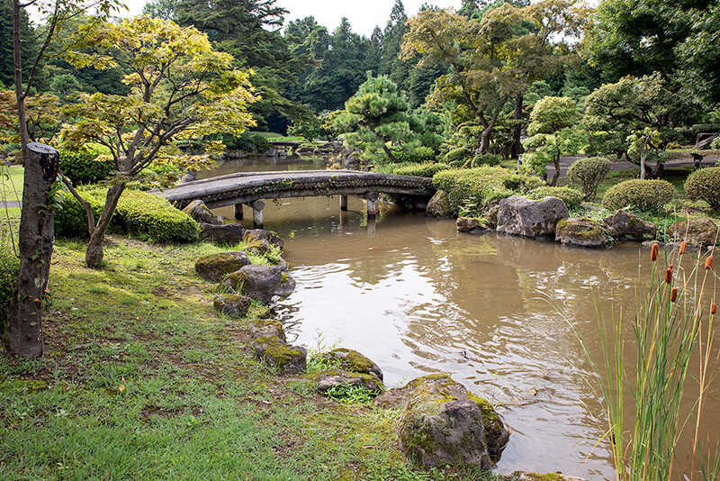 中島に架かる木橋