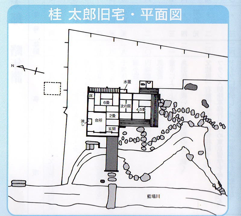 流水式池泉庭園であることが分かる見取り図。