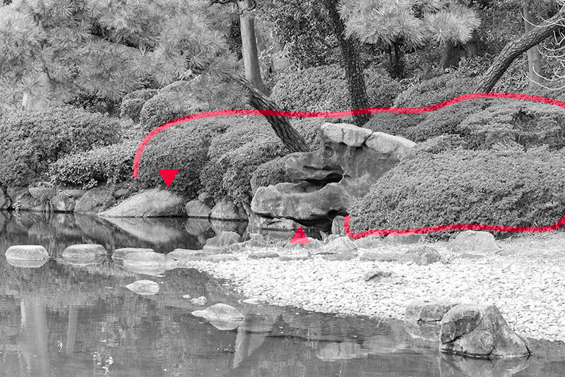 龍頭石と龍尾石を図解