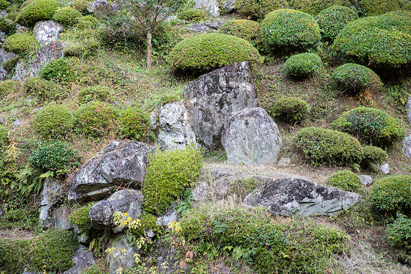 築山中央の三尊石