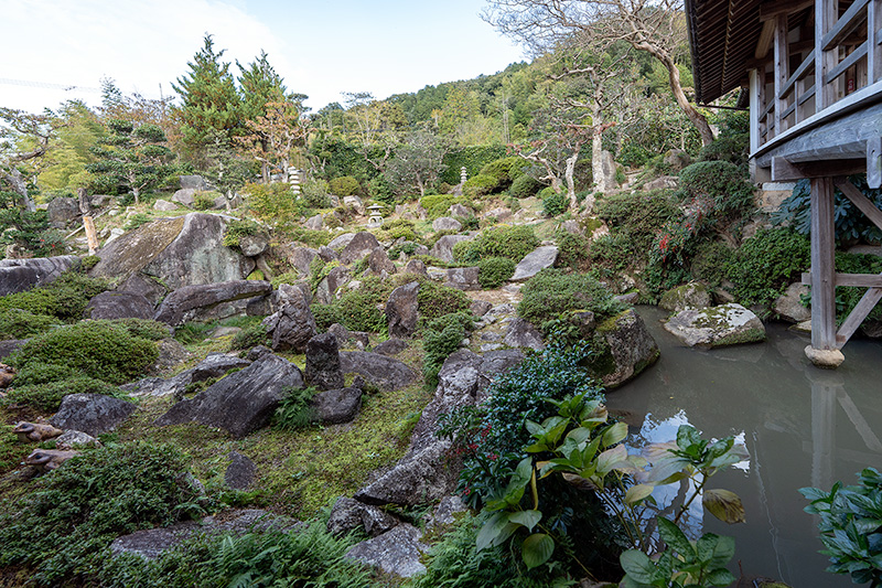 渡り廊下と池泉