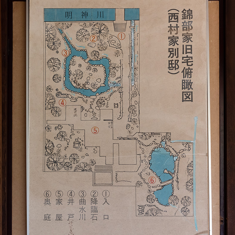 西村家別邸（錦部家旧宅）の俯瞰図