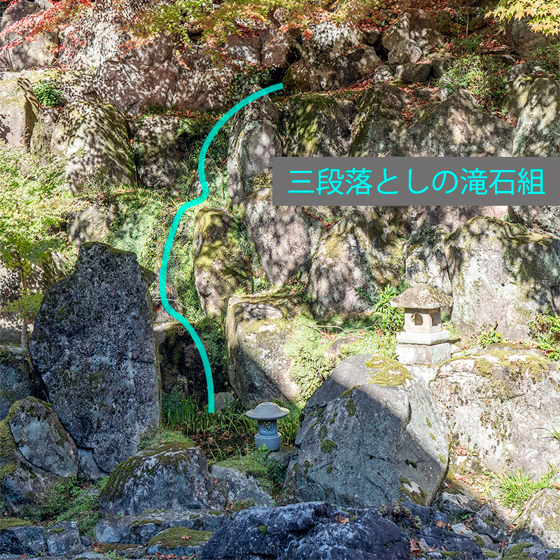 三段落としの滝石組