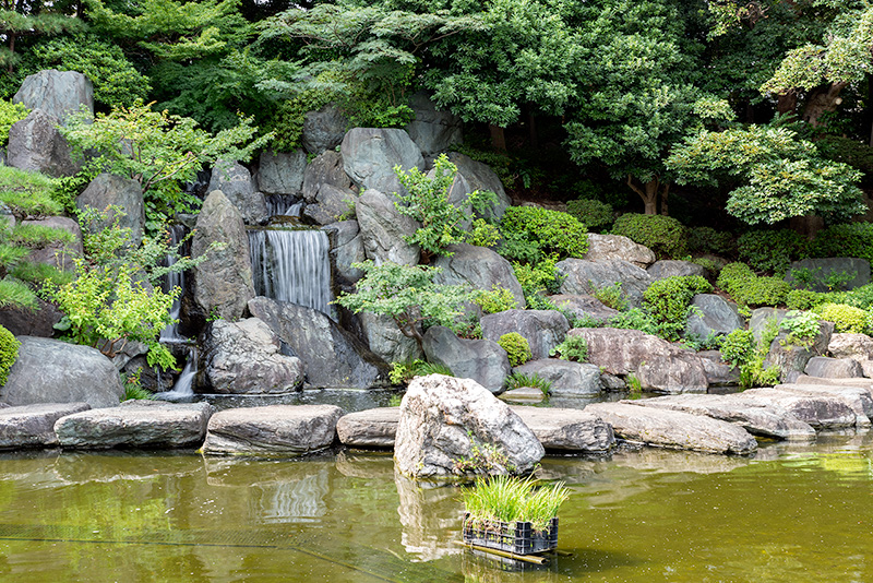 沢飛石と三段落としの大滝