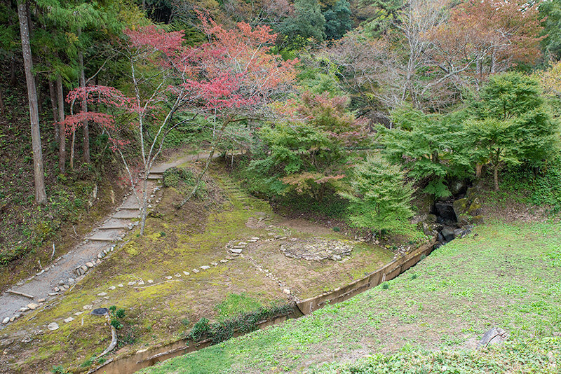 桜谷ヶ池方面の苑路を望む