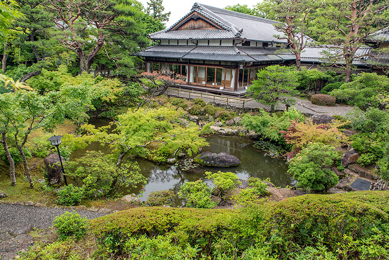 物見台から池の庭を見下ろす